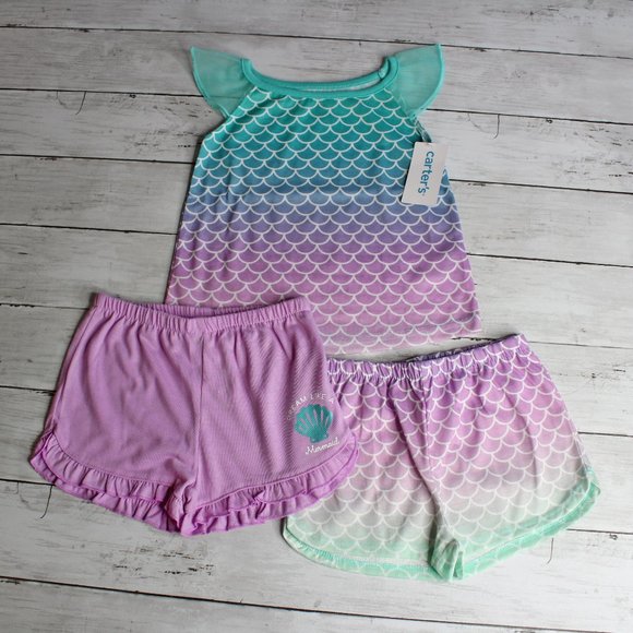 Carter's Girl Mermaid Shortie Pajama Set Size 2T - Picture 1 of 5